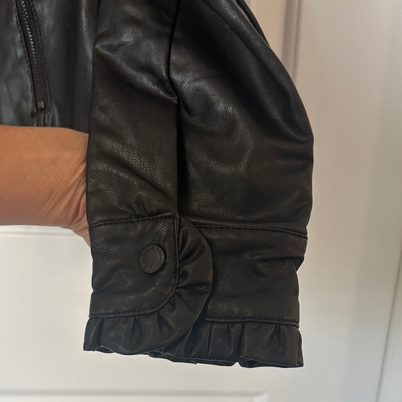 Catherine Malandrino Vegan Leather Jacket with Ruffle Trim - Picture 5 of 7